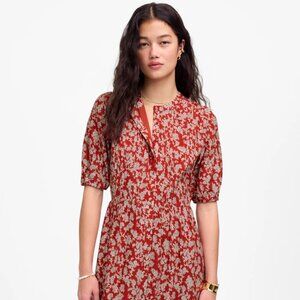 Madewell pintucked puff sleeve midi dress in floral | never worn! w/ tags on